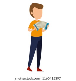 man playing accordion character