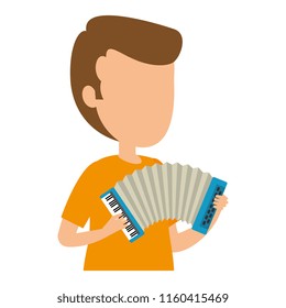 man playing accordion character