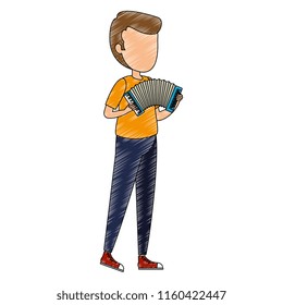 man playing accordion character