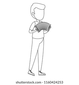 man playing accordion character