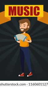 man playing accordion character