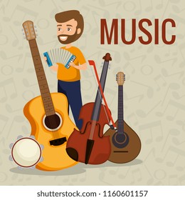man playing accordion character