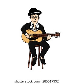 man playing acoustic guitar 