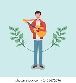 man playing acoustic guitar character