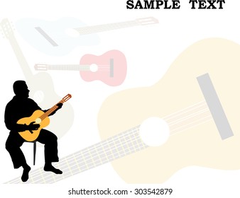Man playing acoustic guitar silhouette flayer