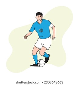 a man playing ball with a blue jersey