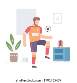 Ein Mann spielt Ball im Haus