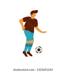 Man Playing with Ball, Male Character in Sports Uniform Vector Illustration