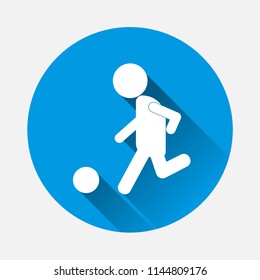 Man playing ball vrctor icon. Soccer player. Football player with a flat shadow. Layers grouped for easy editing illustration. For your design.