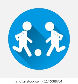 Man playing ball vrctor icon. Soccer player. Football player with a flat shadow. Layers grouped for easy editing illustration. For your design.