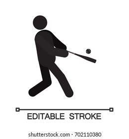 Man playing baseball silhouette icon. Sports. Isolated vector illustration. Healthy lifestyle. Editable stroke