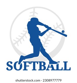 Man playing baseball silhouette vector illustration, suitable for world softball day poster, banner, card, social media post, etc