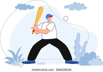 A man playing baseball Vector Illustration