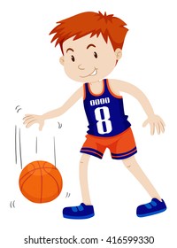 Man playing basketball alone illustration