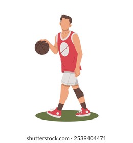 man playing basketball flat design illustration