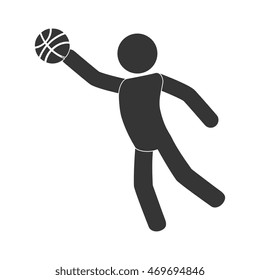 man playing basketball moving pose training exercise sport game vector illustration isolated