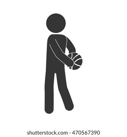 man playing basketball moving pose training exercise sport game vector illustration isolated