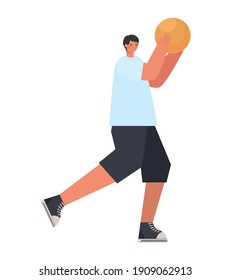 man playing basketball on a white background vector illustration design