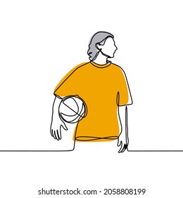 man playing basketball oneline continuous line art