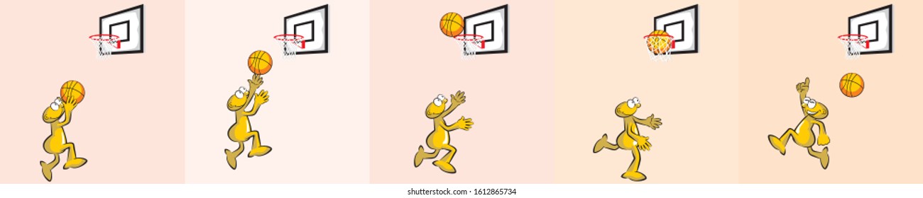 Man playing basketball. Set of conceptual images about male basketball. Vector illustration in cartoon style, available in EPS 10.