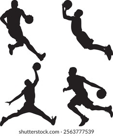 Man playing basketball silhouette black fill vector