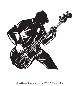 Man playing Bass guitar image vector