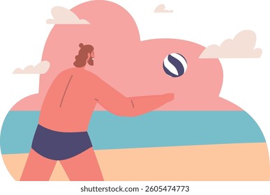 Man playing beach volleyball vector illustration