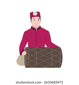 Man playing big drum illustration good for flyers community events and Islamic themed