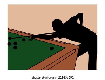 Man playing in the billiards silhouette