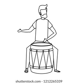 man playing bongo tropical instrument