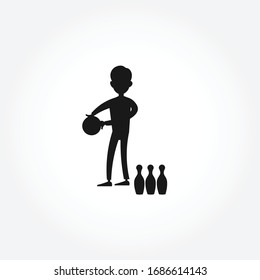 man playing bowling silhouette icon design element