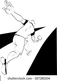 Man playing bowling, throwing a ball 