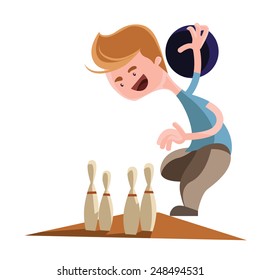 Man playing bowling vector illustration cartoon character