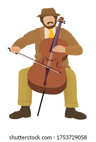 A man is playing cello.