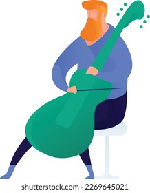 Man Playing Cello Curvy 1 UI Banner Illustration Vector EPS