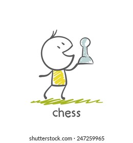 man playing chess illustration