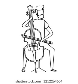 man playing classic cello instrument