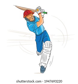 Man playing cricket, colour vector illustration