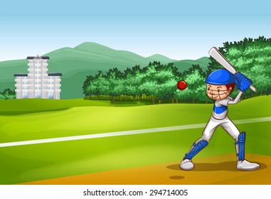 Man playing cricket in the field