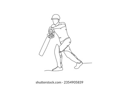 Un hombre jugando críquet. Dibujo de una línea de cricket