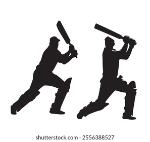 Man playing cricket silhouete vector file.