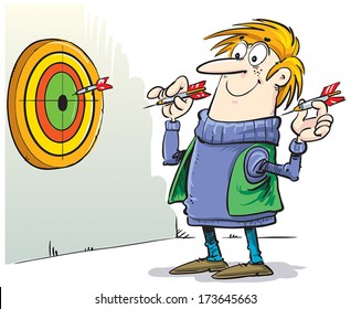 A man playing darts/