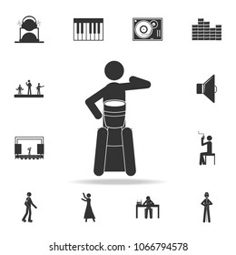 Man playing Djembe icon. Detailed set of music icons. Premium quality graphic design. One of the collection icons for websites web design mobile app on white background