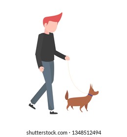 Man playing with dogs on a white background