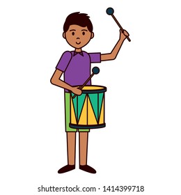 man playing drum carnival celebration vector illustration