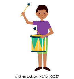 man playing drum carnival celebration vector illustration