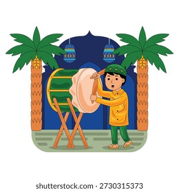 Man Playing Drum For Islamic Celebration
