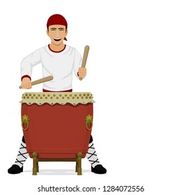 A man is playing drum on transparent background