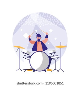 man playing drums avatar character