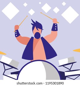 man playing drums avatar character